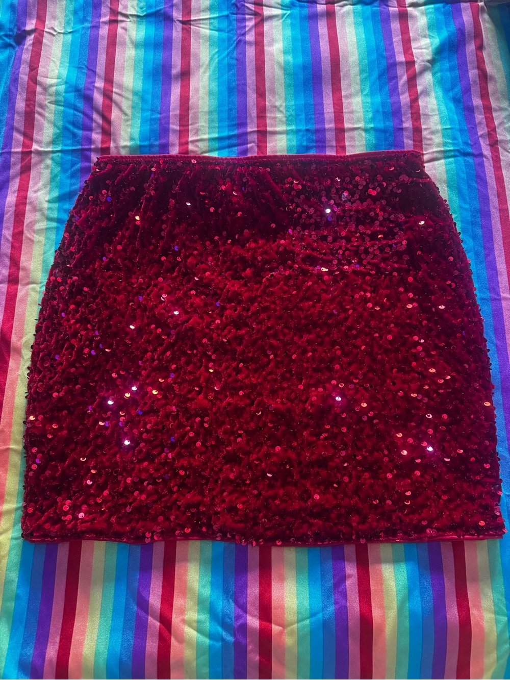 SHEIN Red Sequin Mini Skirt